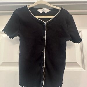 H&M Black Short Sleeve Kids Tee with White Trim